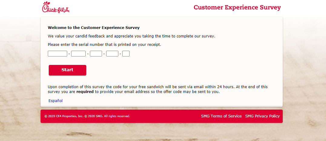 Chick-fil-A Survey at MyCFAVisit